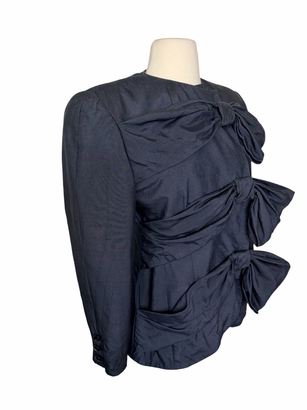 CAROLYNE ROELM Rare 80’s SILK BOW JACKET. - Picture 6 of 9